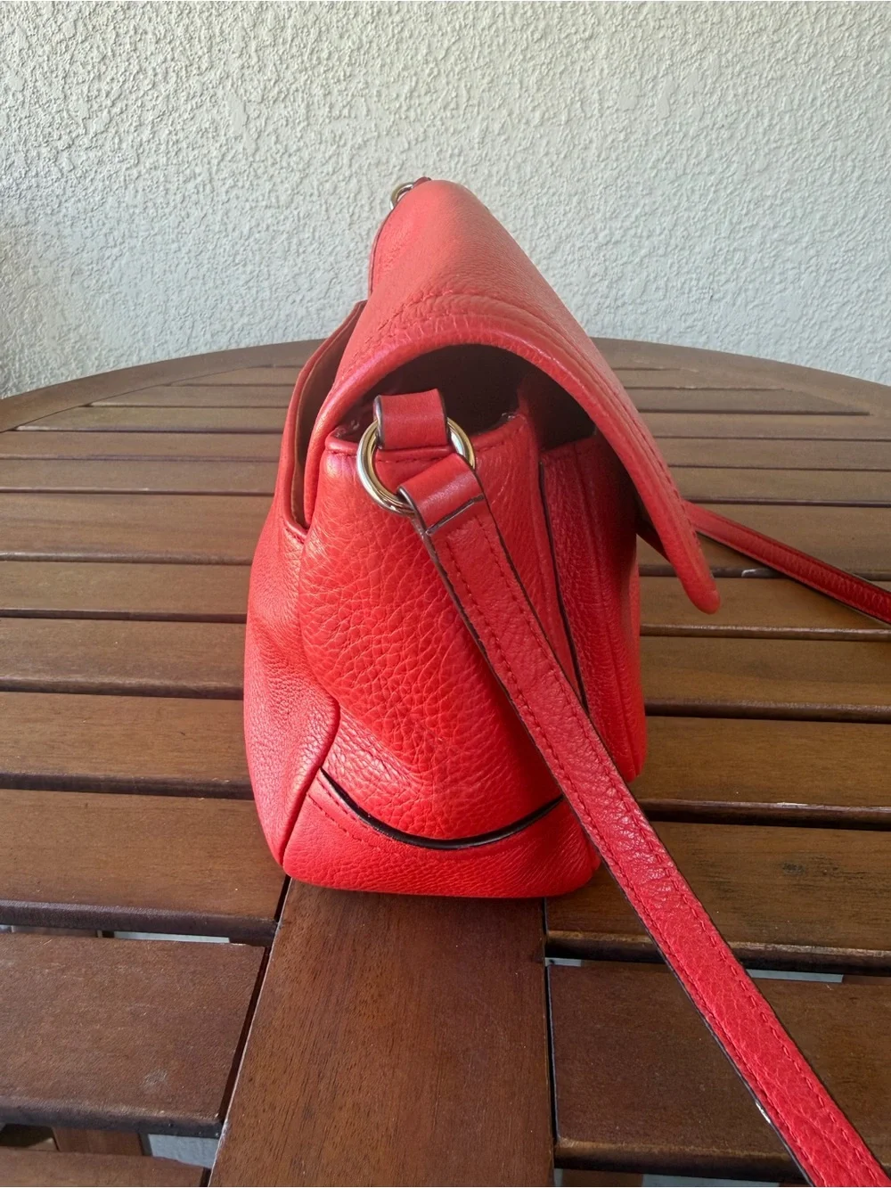 Coach Red Pebbled Leather Crossbody with Turnlock